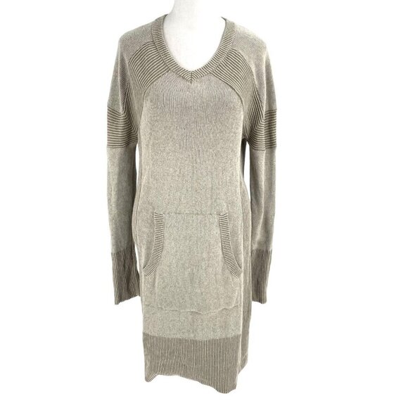 prAna Wool Blend Sweater Dress Kangaroo Pocket Gorpcore Cream size Medium - Picture 1 of 8